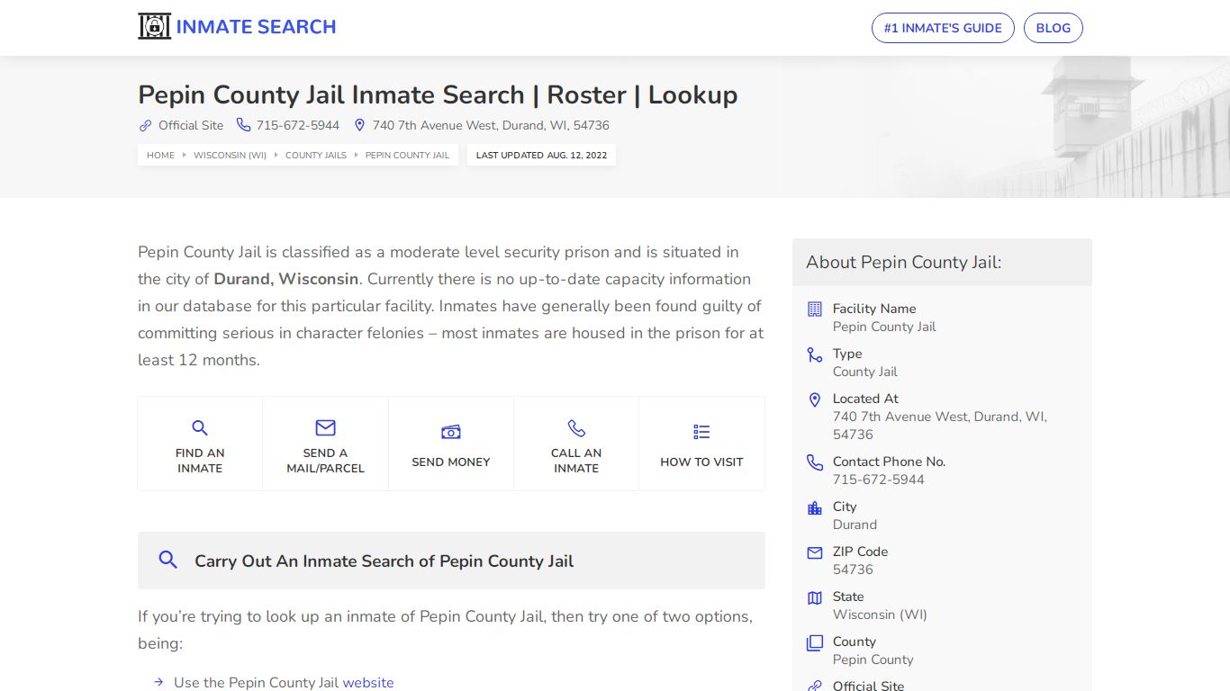 Pepin County Jail Inmate Search | Roster | Lookup