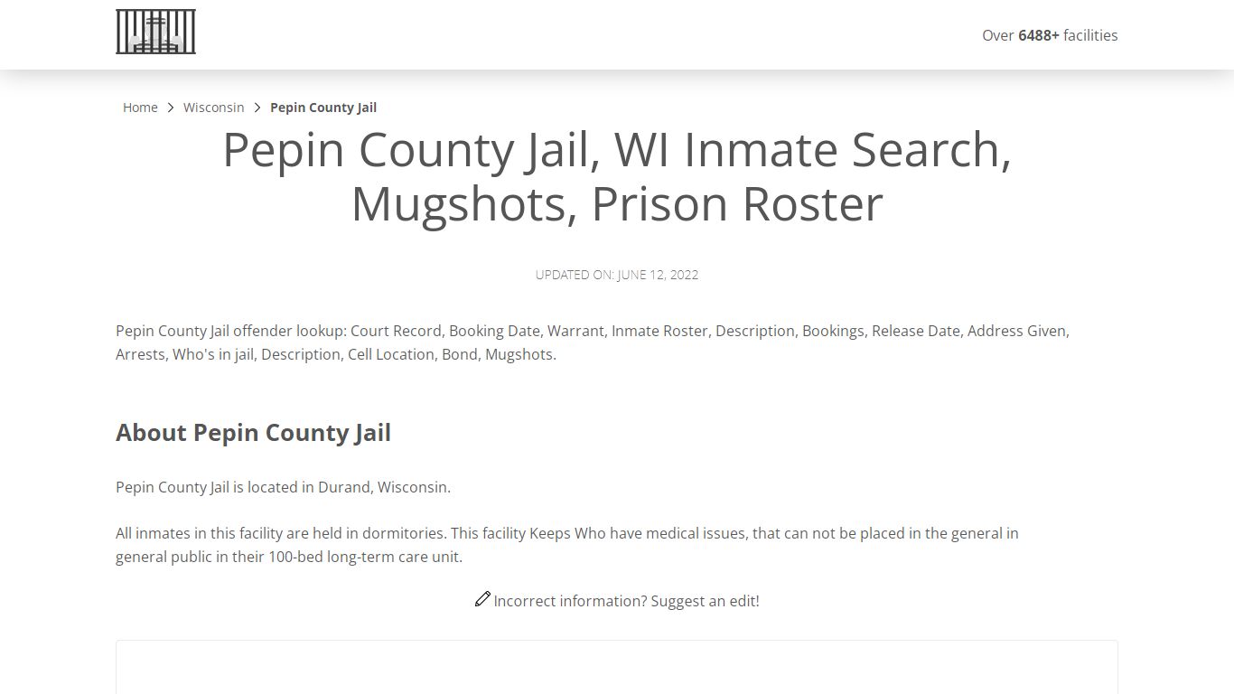 Pepin County Jail, WI Inmate Search, Mugshots, Prison Roster